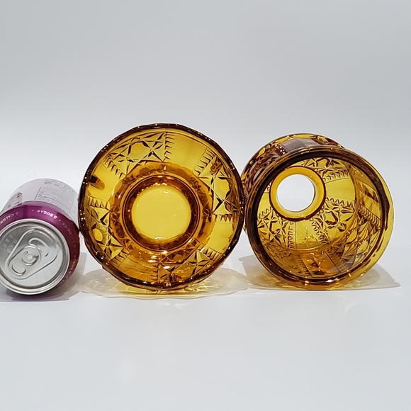 XL 6.5" Amber Glass "Stars and Bars" Fairy Lamp by Anchor Hocking - Picture 12 of 15